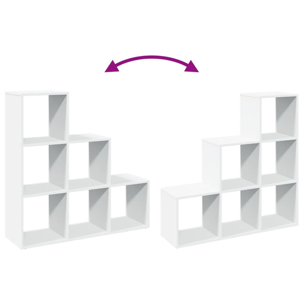 vidaXL Raumteiler Bücherregal 3-stufig Weiß 99x29x99 cm Holzwerkstoff