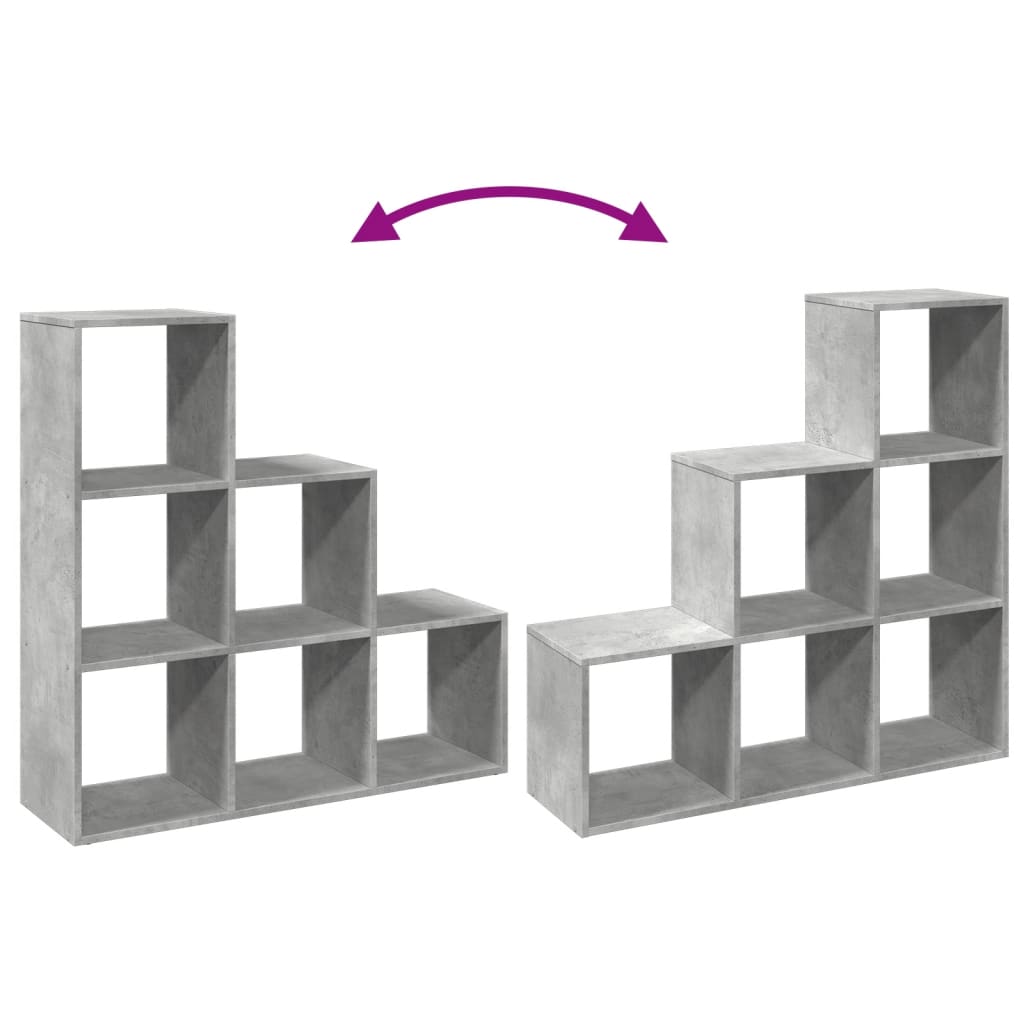 vidaXL Raumteiler-Bücherregal 3 Etagen Betongrau 99x29x99 cm
