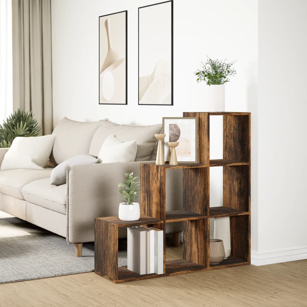 vidaXL Étagère de séparation de pièce à 3 niveaux chêne fumé 99x29x99 cm
