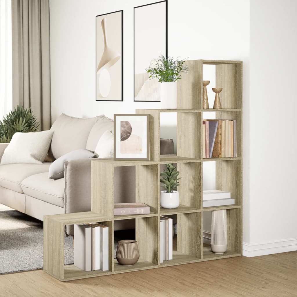 vidaXL Bibliothèque en guise de séparateur de pièce 4 niveaux chêne Sonoma 131,5x29x131,5 cm