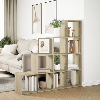 vidaXL Bibliothèque en guise de séparateur de pièce 4 niveaux chêne Sonoma 131,5x29x131,5 cm