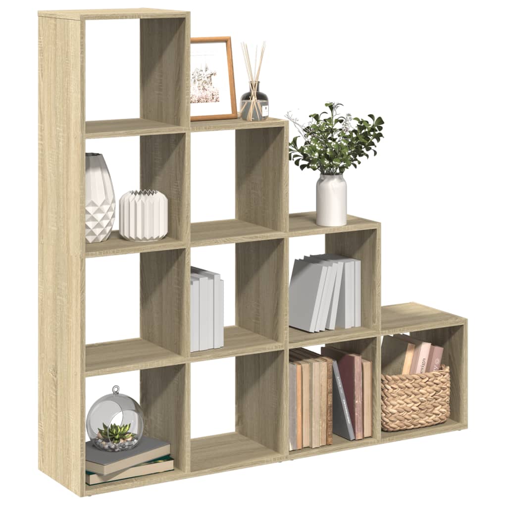 vidaXL Bibliothèque en guise de séparateur de pièce 4 niveaux chêne Sonoma 131,5x29x131,5 cm