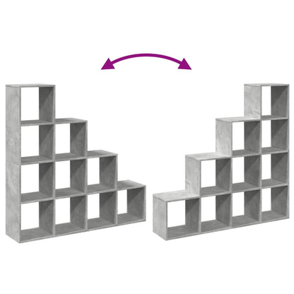 vidaXL Raumteiler-Bücherregal 4 Stufen Betongrau 131,5x29x131,5 cm