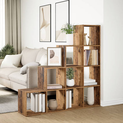 vidaXL Bibliothèque séparateur de pièce 4 niveaux aspect bois recyclé 131,5x29x131,5 cm