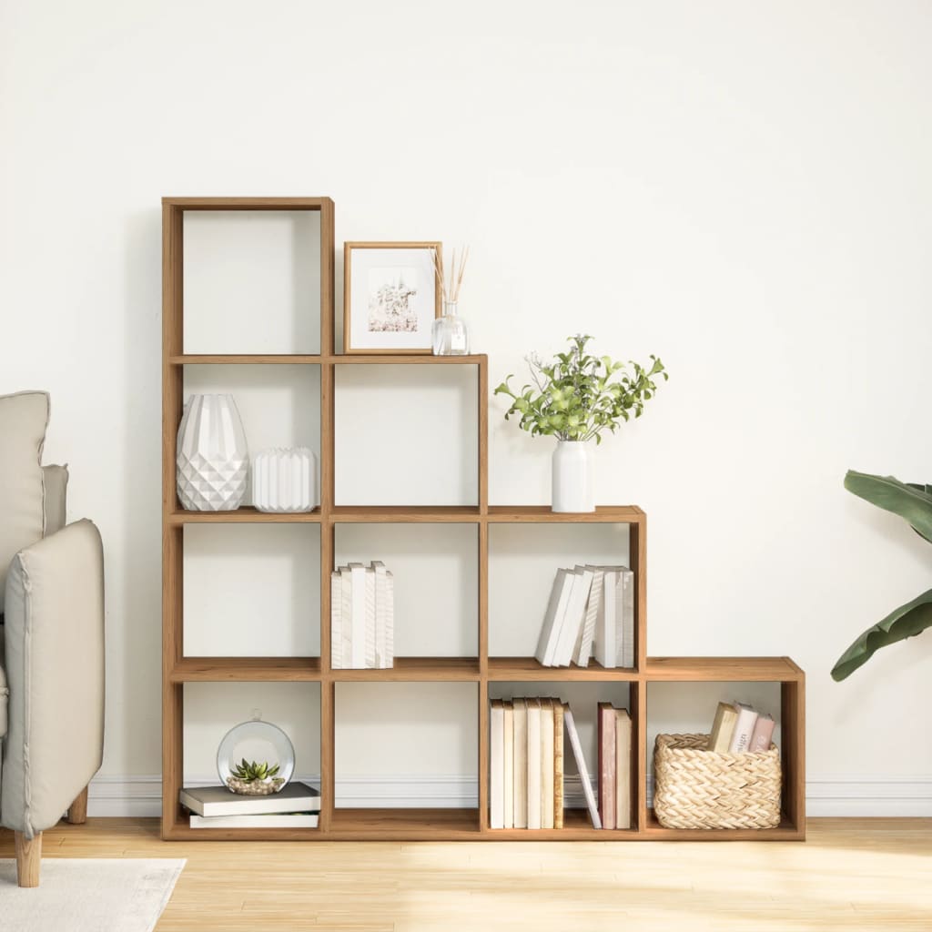 vidaXL Raumteiler-Bücherregal 4 Stufen Artisan-Eiche 131,5x29x131,5 cm