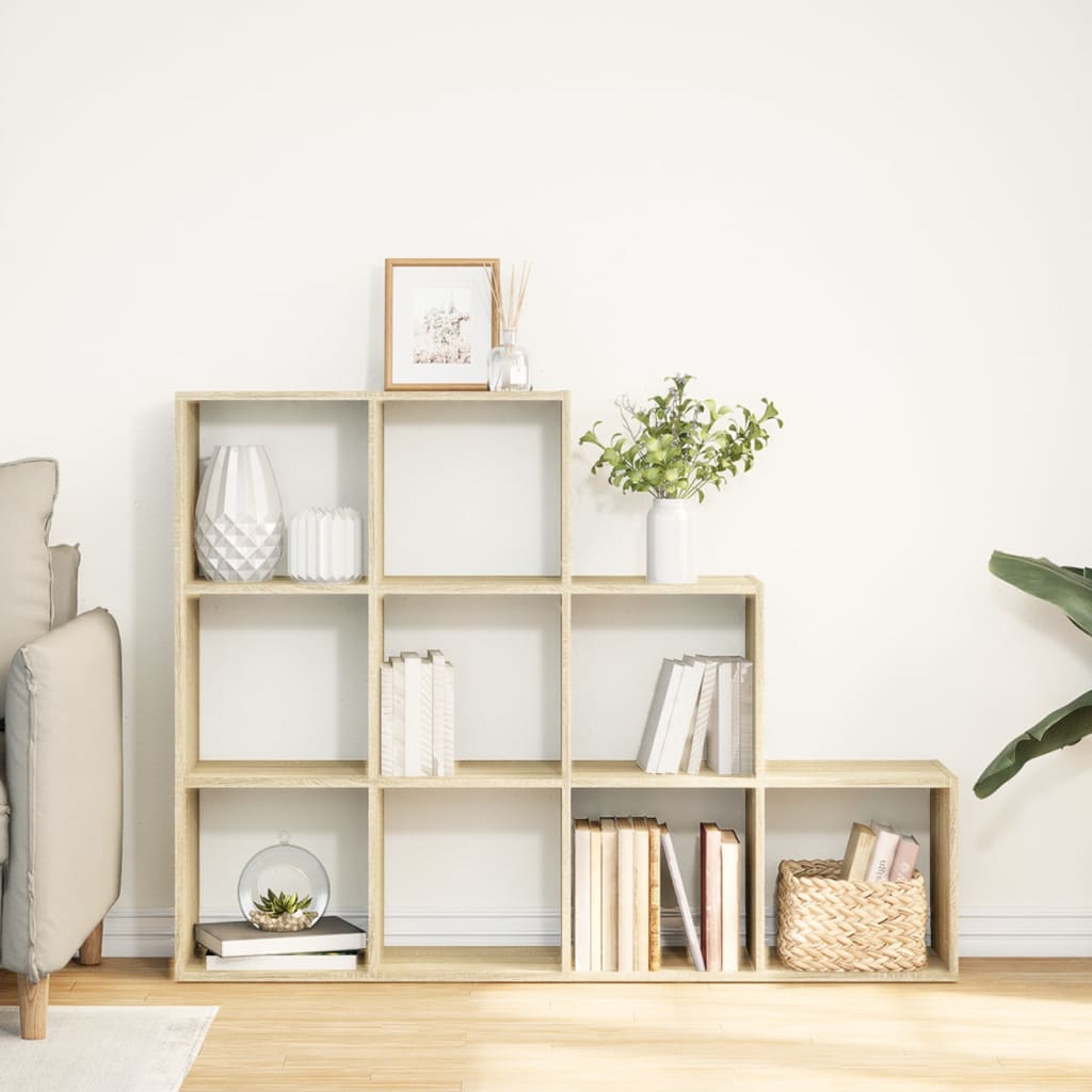 vidaXL Raumteiler-Bücherregal 3 Stufen Sonoma-Eiche 137,5x29x103,5 cm