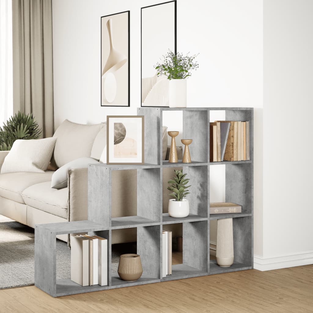 vidaXL Étagère de séparation de pièce 3 niveaux gris béton 137,5x29x103,5 cm