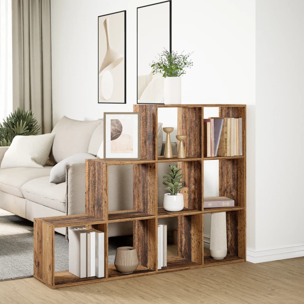vidaXL Bibliothèque-séparateur de pièce à 3 niveaux aspect bois de récupération 137,5x29x103,5 cm