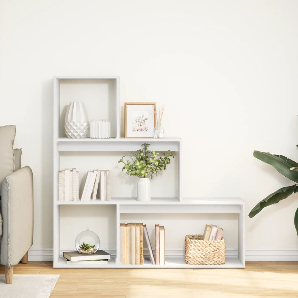 vidaXL Étagère séparateur de pièce 3 niveaux Blanc 123x29x123 cm Bois d'ingénierie