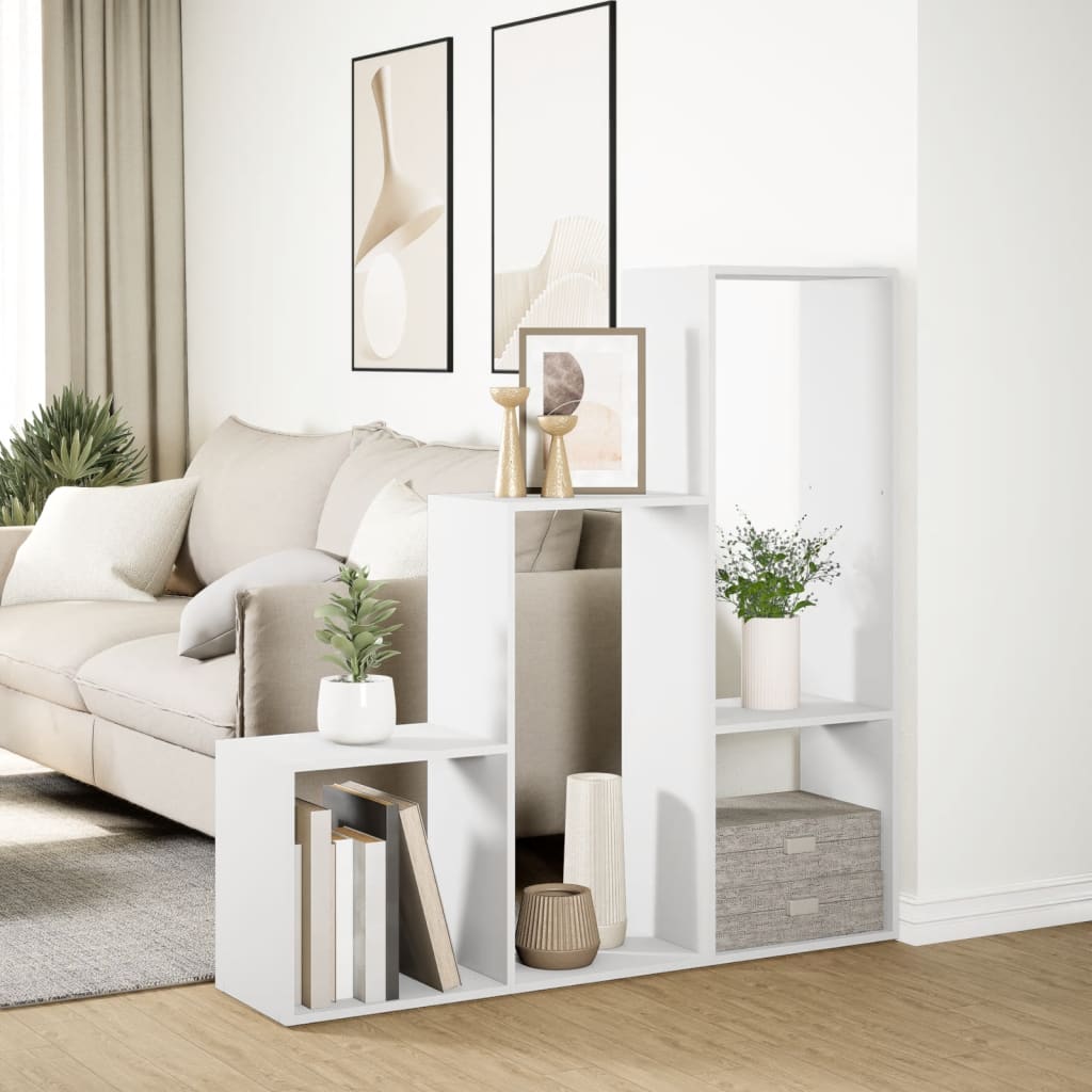 vidaXL Étagère séparateur de pièce 3 niveaux Blanc 123x29x123 cm Bois d'ingénierie