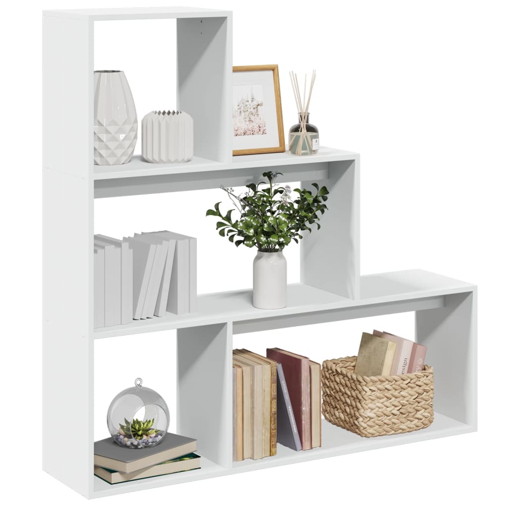 vidaXL Étagère séparateur de pièce 3 niveaux Blanc 123x29x123 cm Bois d'ingénierie