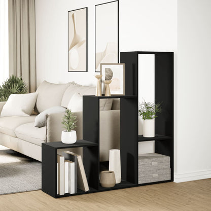 vidaXL Raumteiler-Bücherregal 3 Stufen Schwarz 123x29x123 cm