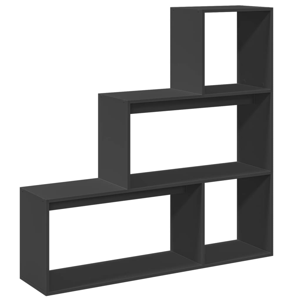 vidaXL Raumteiler-Bücherregal 3 Stufen Schwarz 123x29x123 cm