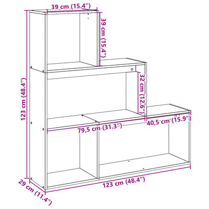 vidaXL Raumteiler-Bücherregal 3 Stufen Schwarz 123x29x123 cm