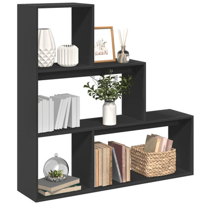 vidaXL Raumteiler-Bücherregal 3 Stufen Schwarz 123x29x123 cm