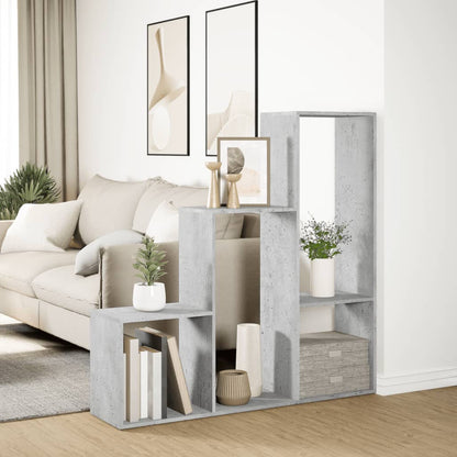 vidaXL Bibliothèque-séparateur de pièce à 3 niveaux gris béton 123x29x123 cm