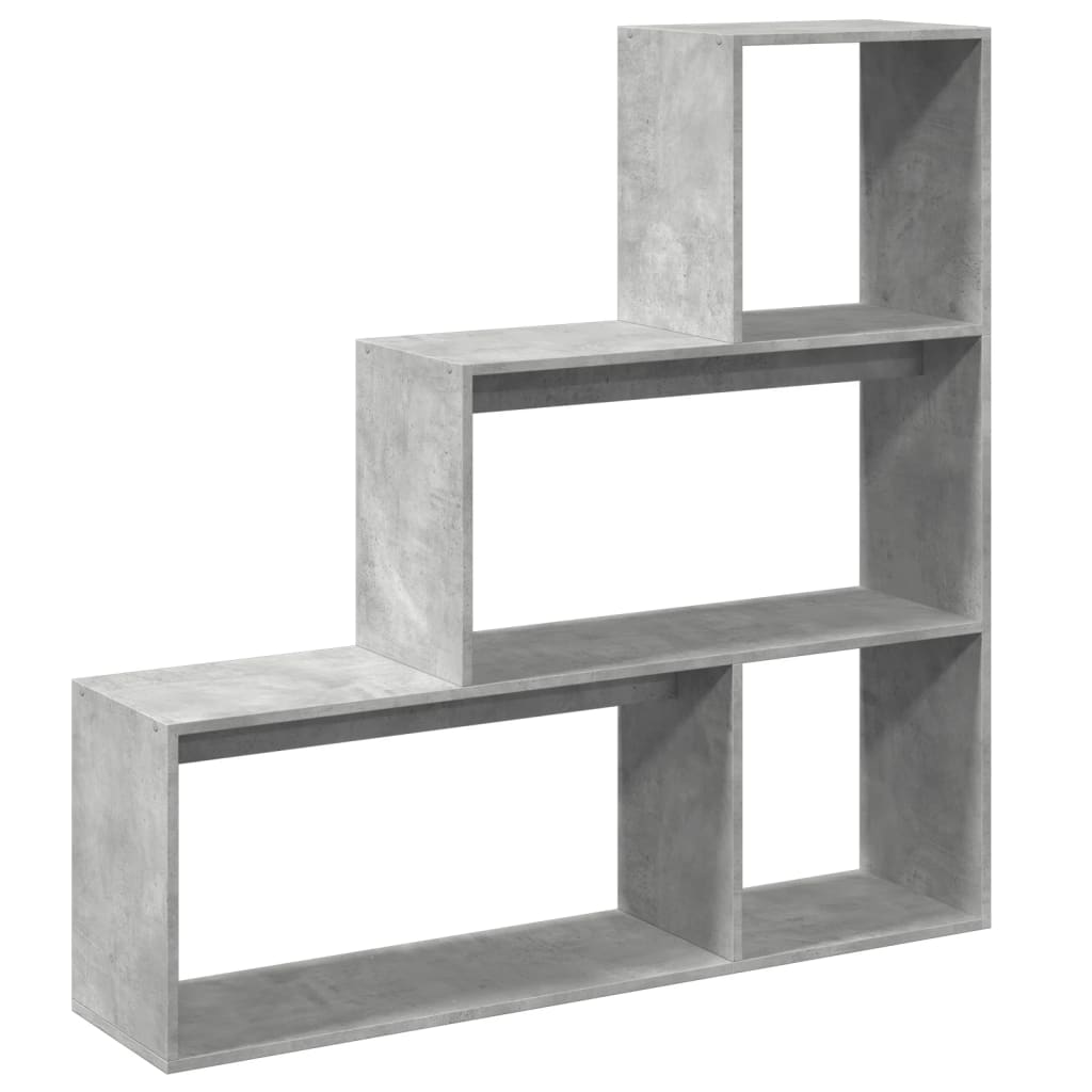vidaXL Bibliothèque-séparateur de pièce à 3 niveaux gris béton 123x29x123 cm