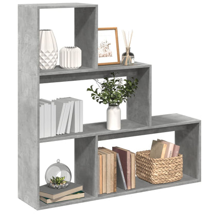 vidaXL Bibliothèque-séparateur de pièce à 3 niveaux gris béton 123x29x123 cm