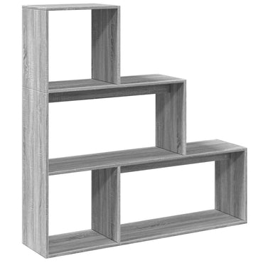 vidaXL Raumteiler-Bücherregal 3 Stufen Grau Sonoma 123x29x123 cm