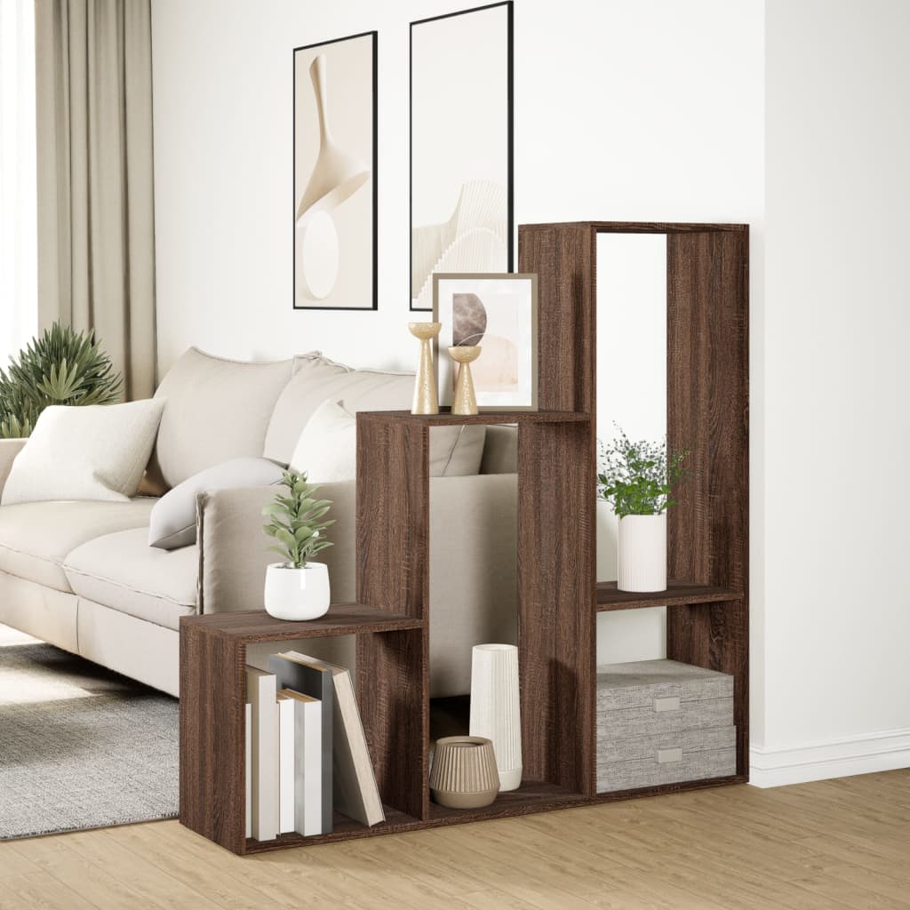 vidaXL Étagère séparateur de pièce 3 niveaux Chêne marron 123x29x123 cm