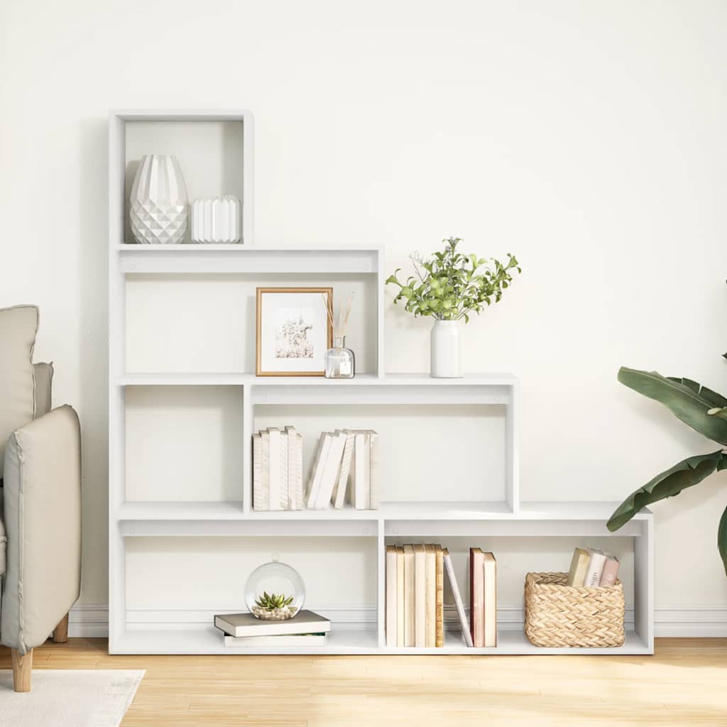 vidaXL Bibliothèque-séparateur de pièce 4 niveaux blanc 143,5x29x143,5 cm