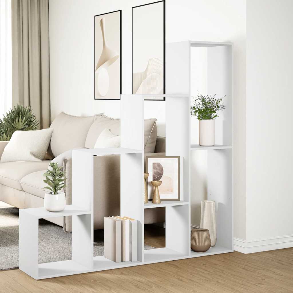 vidaXL Bibliothèque-séparateur de pièce 4 niveaux blanc 143,5x29x143,5 cm
