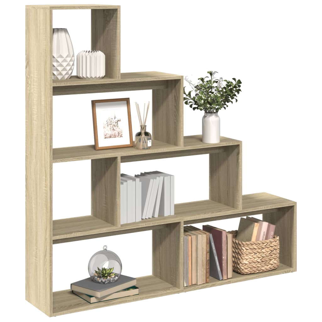 vidaXL Bibliothèque de séparation à 4 niveaux chêne Sonoma 143,5x29x143,5 cm