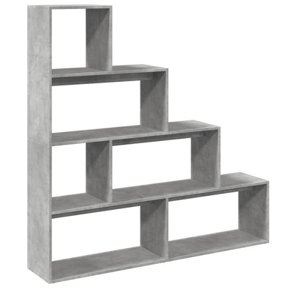 vidaXL Bibliothèque Étagère de Séparation 4 Niveaux Gris Ciment 143,5x29x143,5 cm