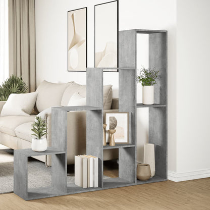 vidaXL Bibliothèque Étagère de Séparation 4 Niveaux Gris Ciment 143,5x29x143,5 cm