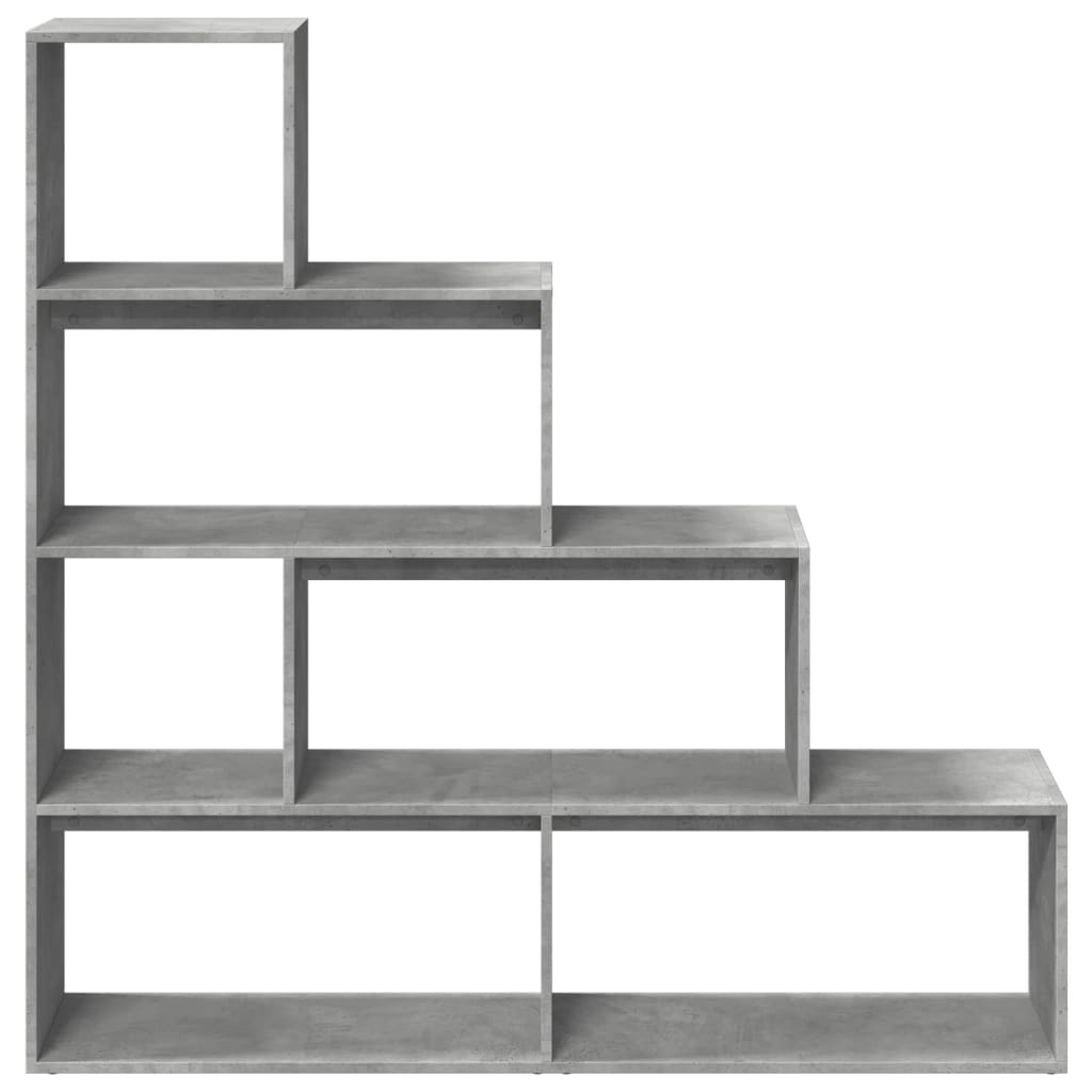 vidaXL Bibliothèque Étagère de Séparation 4 Niveaux Gris Ciment 143,5x29x143,5 cm