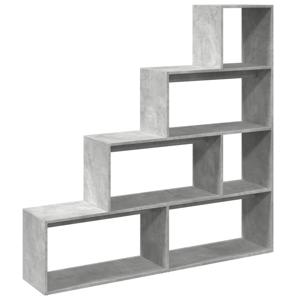 vidaXL Bibliothèque Étagère de Séparation 4 Niveaux Gris Ciment 143,5x29x143,5 cm