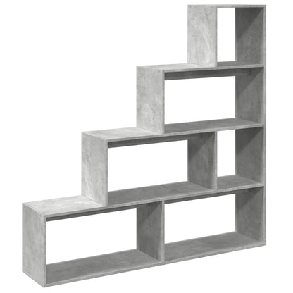 vidaXL Bibliothèque Étagère de Séparation 4 Niveaux Gris Ciment 143,5x29x143,5 cm