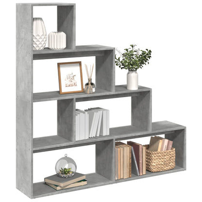 vidaXL Bibliothèque Étagère de Séparation 4 Niveaux Gris Ciment 143,5x29x143,5 cm