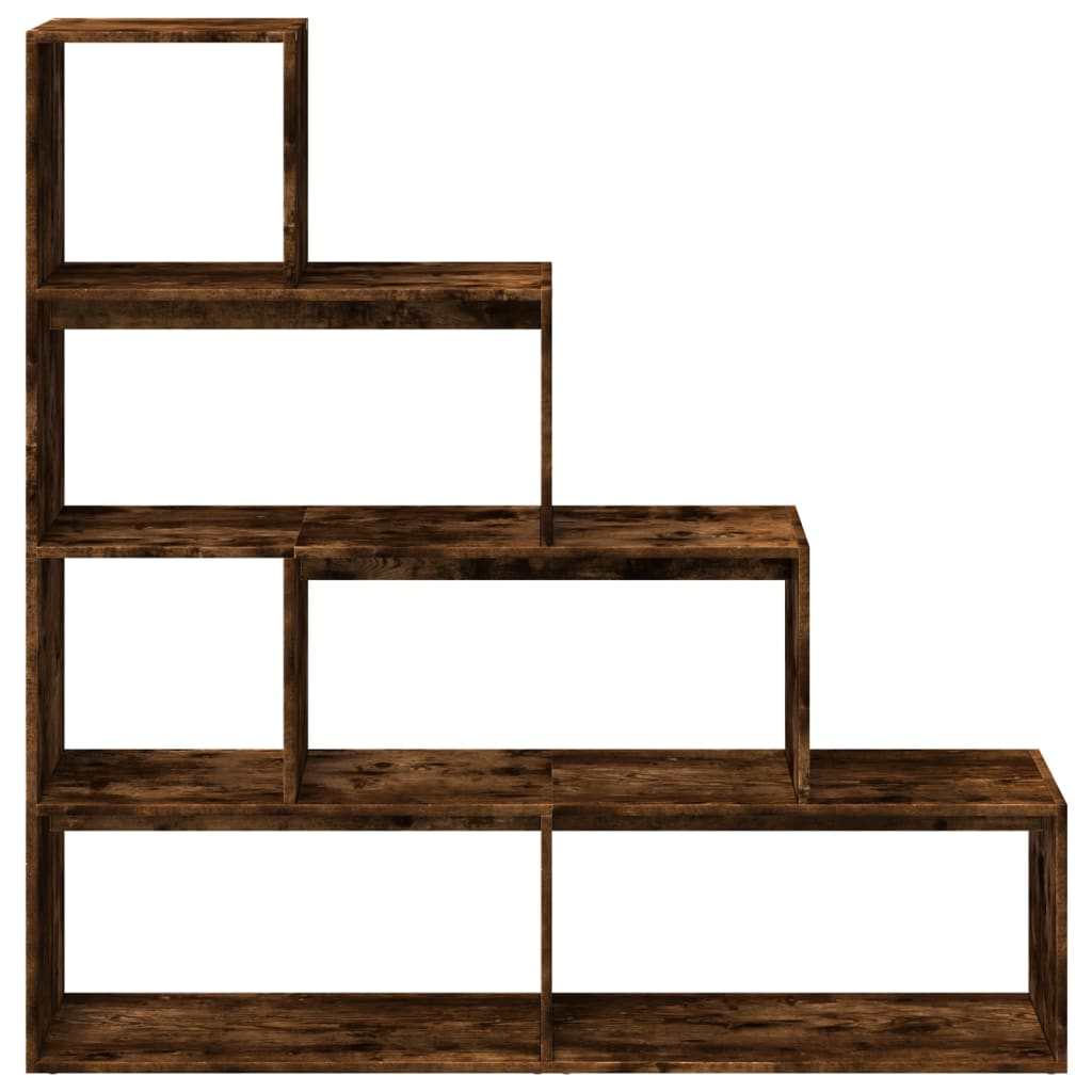 vidaXL Raumteiler-Bücherregal 4 Stufen Räuchereiche 143,5x29x143,5 cm