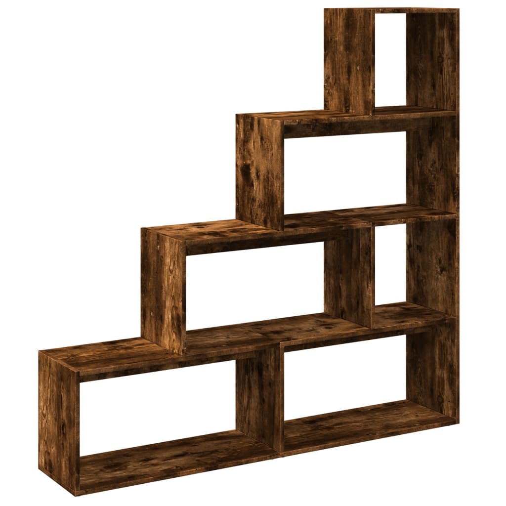 vidaXL Raumteiler-Bücherregal 4 Stufen Räuchereiche 143,5x29x143,5 cm