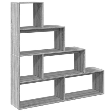 vidaXL Raumteiler-Bücherregal 4 Stufen Grau Sonoma 143,5x29x143,5 cm