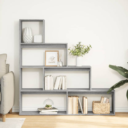 vidaXL Raumteiler-Bücherregal 4 Stufen Grau Sonoma 143,5x29x143,5 cm