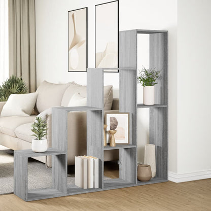 vidaXL Raumteiler-Bücherregal 4 Stufen Grau Sonoma 143,5x29x143,5 cm