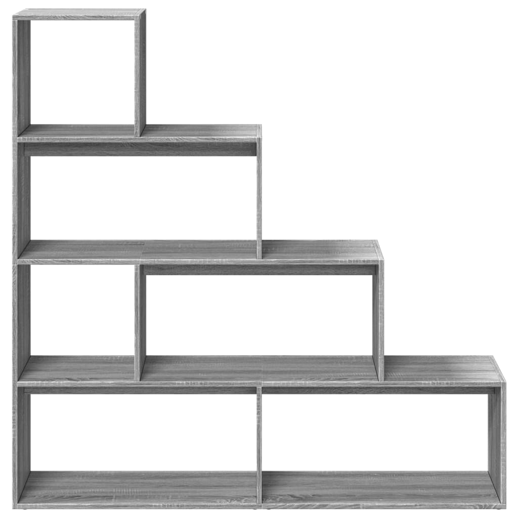 vidaXL Raumteiler-Bücherregal 4 Stufen Grau Sonoma 143,5x29x143,5 cm