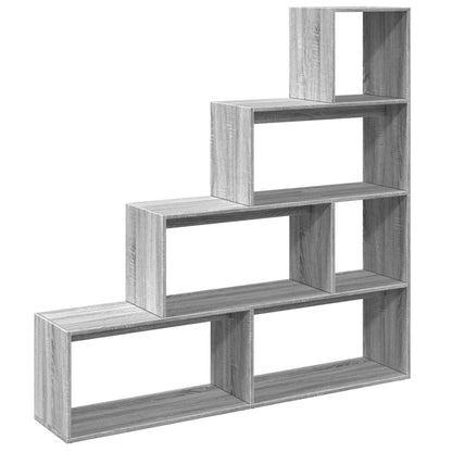 vidaXL Raumteiler-Bücherregal 4 Stufen Grau Sonoma 143,5x29x143,5 cm