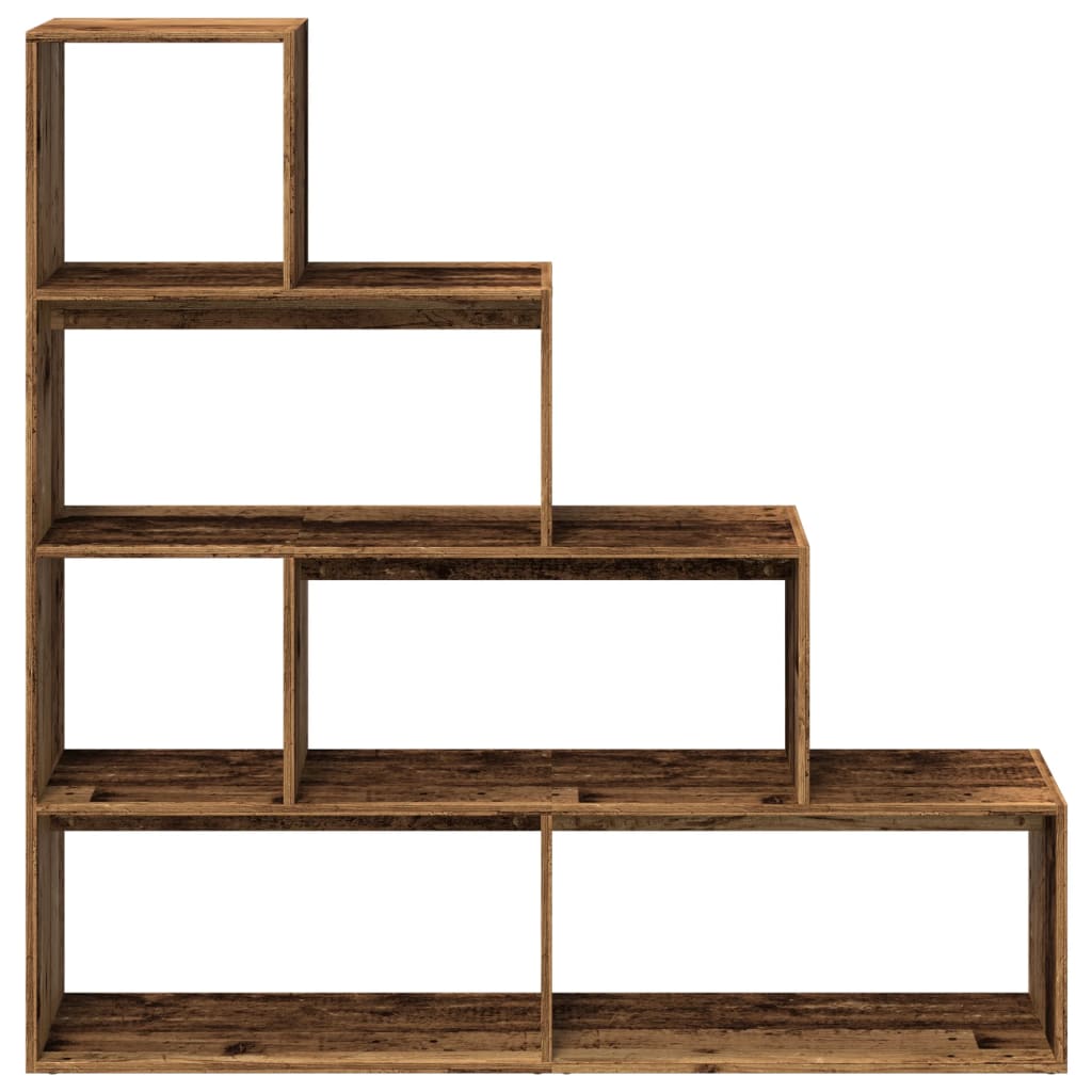 vidaXL Raumteiler-Bücherregal 4 Stufen Altholz-Optik 143,5x29x143,5 cm