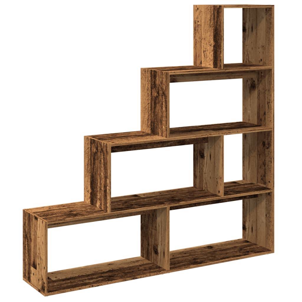 vidaXL Raumteiler-Bücherregal 4 Stufen Altholz-Optik 143,5x29x143,5 cm