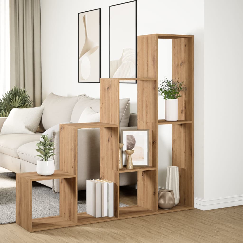 vidaXL Raumteiler-Bücherregal 4 Stufen Artisan-Eiche 143,5x29x143,5 cm