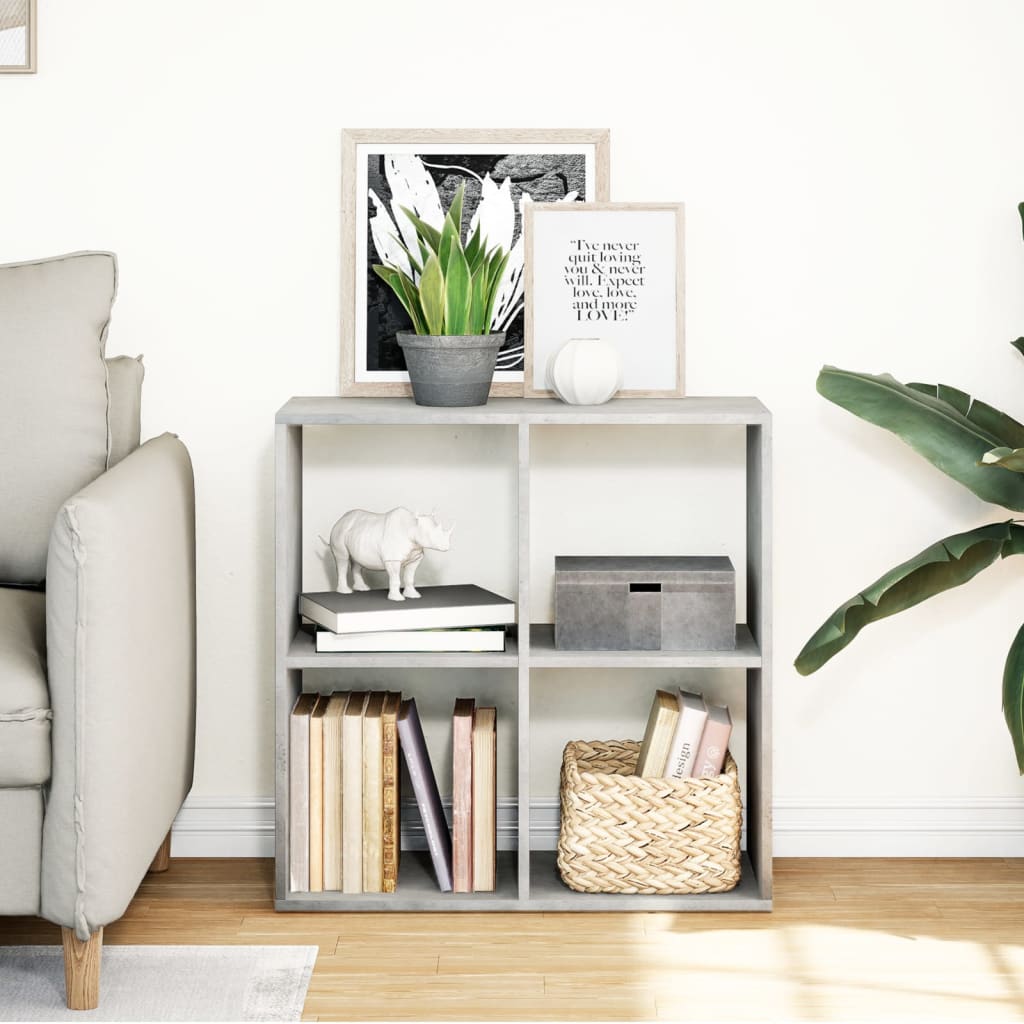 vidaXL Bibliothèque-séparateur de pièce gris béton 69,5x29x69,5 cm en bois d'ingénierie