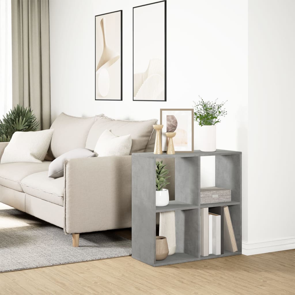 vidaXL Bibliothèque-séparateur de pièce gris béton 69,5x29x69,5 cm en bois d'ingénierie