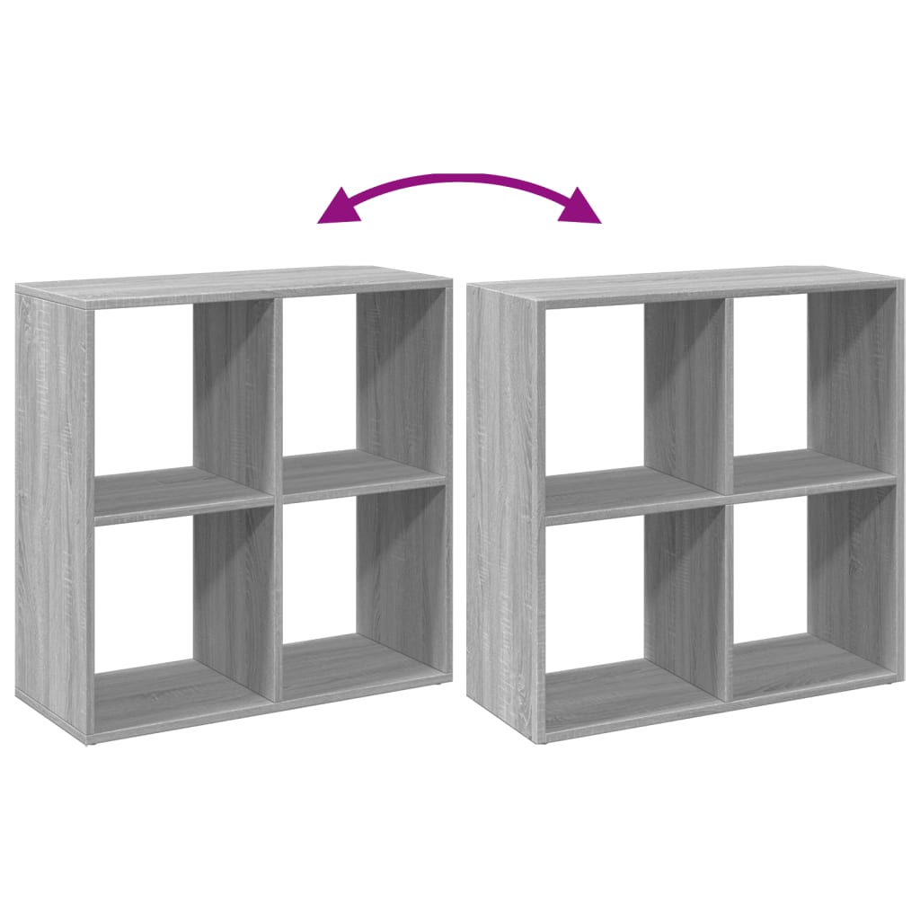vidaXL Raumteiler-Bücherregal Grau Sonoma 69,5x29x69,5 cm