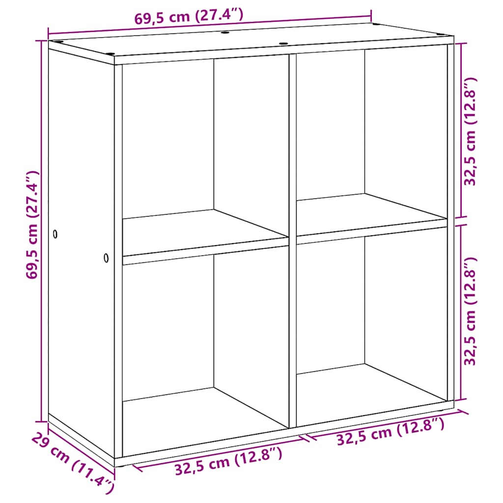 vidaXL Bibliothèque-séparateur de pièce Chêne Artisan 69,5x29x69,5 cm