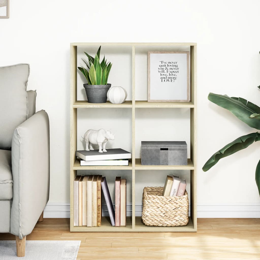 vidaXL Raumteiler-Bücherregal Sonoma-Eiche 69,5x29x103,5 cm