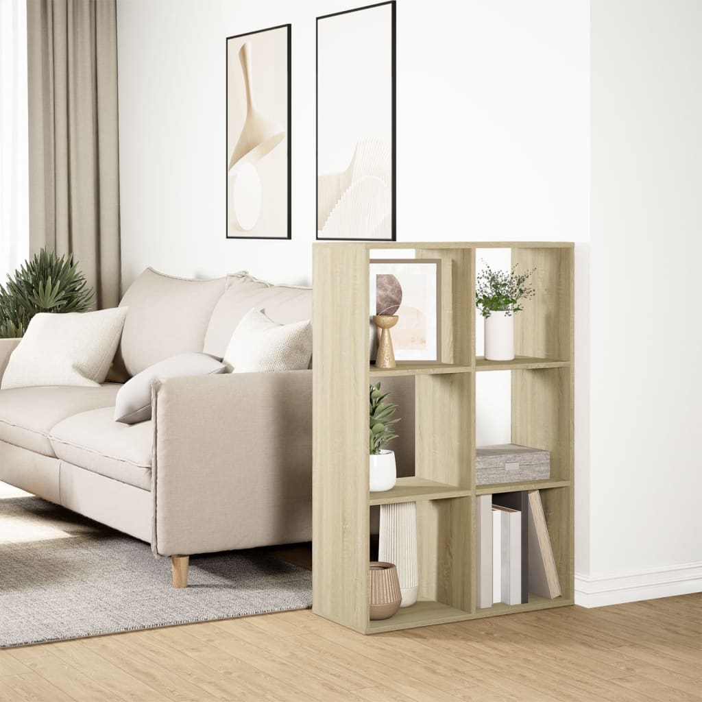 vidaXL Raumteiler-Bücherregal Sonoma-Eiche 69,5x29x103,5 cm