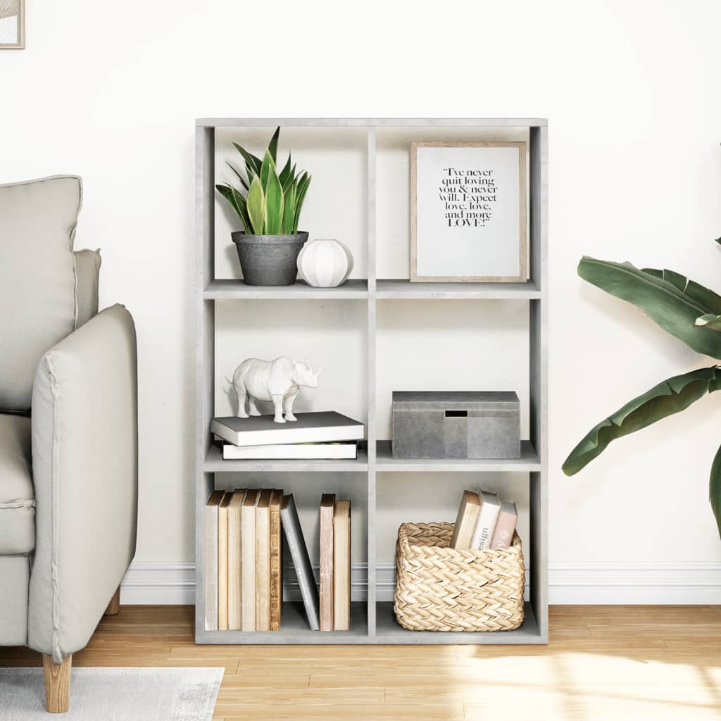vidaXL Raumteiler-Bücherregal Betongrau 69,5x29x103,5 cm Holzwerkstoff
